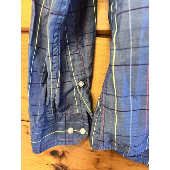 Tommy Hilfiger 80's 2 Ply Button Down Shirt Mens L Blue Striped Long Sleeve - Picture 2 of 3